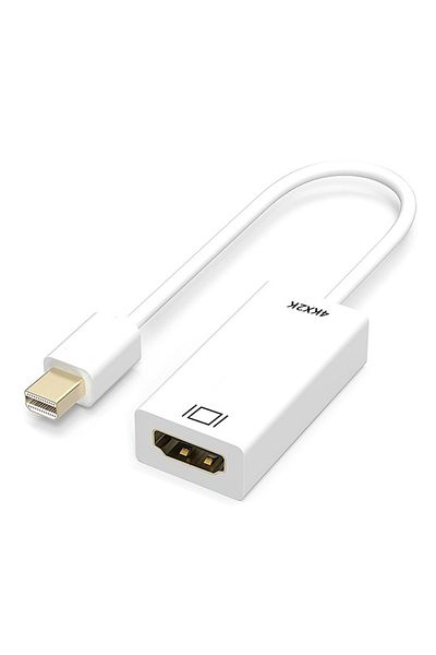 Choice White-4K Mini DisplayPort to HDMI-compatible Adapter 4K/1080P Mini DP Male to HD Female Converter Co