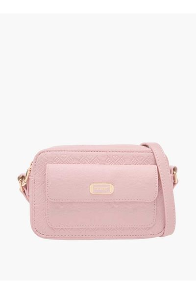 Missy Monogram Embossed Crossbody Bag with Zip Closure and Adjustable Strap