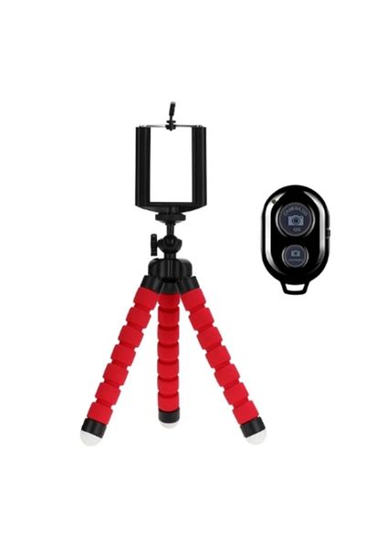 HONGDAK Red 3PC Tripod For Phone Mobile Camera Holder Clip Sports Camera Monopod Stand Octopus For Gopro Her