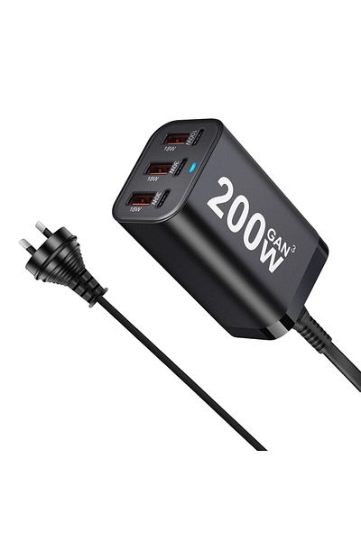 Choice AU USB C Fast 200W 6-Port Charging  Fast  GaN Charger Power Adapter For iPhone 14/13/12 Series, Sams