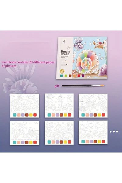Choice green 1PcsWatercolor Painted Notes Children's Set Painting, Filling, Watercolor Pigment Painted Book