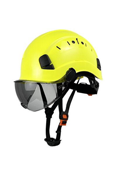 choice2 FL Yellow SV CE Ctruction Safety Helmet With Goggles Visor ABS Hard H...