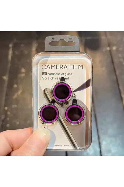 Choice Tempered Glass 15pro 15proMax(3pcs purple Noctilucent Camera Protect Lens For iPhone 15 14 Pro Max C