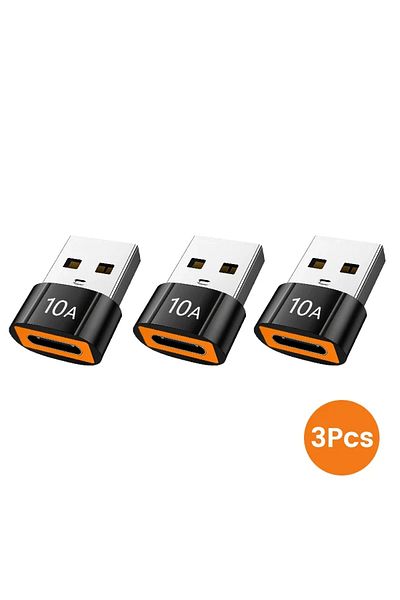 Choice 3Pcs B-Black 10A USB 3.0 Type C Adapter TypeC Female To USB Male Converter Fast Charge Data Transfer