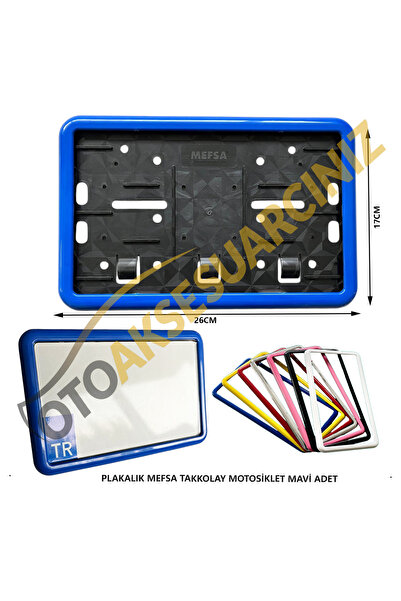 mefsa PLAKALIK PLASTİK TAK KOLAY MOTOR MOTOSİKLET MAVİ ÇERÇEVELİ 1 ADET
