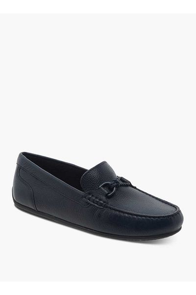 Mister Duchini Textured Slip-On Moccasins with Metal Accent