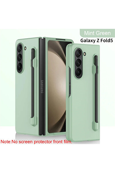 Choice جراب نحيف أخضر اللون بتصميم جلدي لهاتف Galaxy Z Fold 7، متوافق مع هوات...