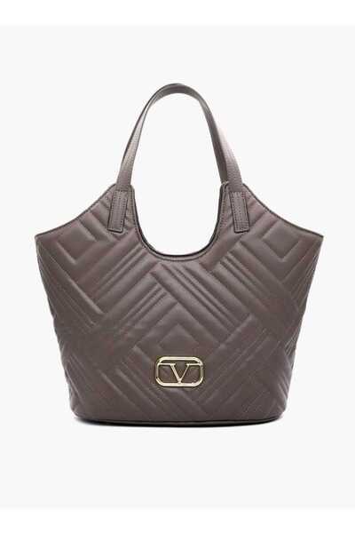 V Italia حقيبة توت مبطنة بمقبض مزدوج وإغلاق بزر