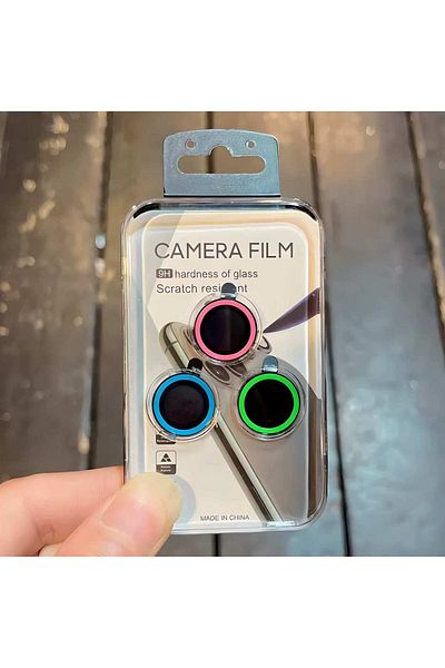 Choice Tempered Glass 15pro 15proMax(3pcs pink blue green Noctilucent Camera Protect Lens For iPhone 15 14