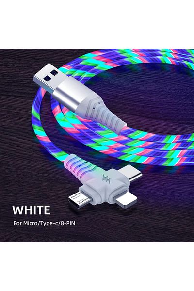 Choice 1m Colorful Light NNBILI 3in1 Flow Luminous Led IOS Usb Cable For iPhone 14 13 Pro Max Micro USB Typ