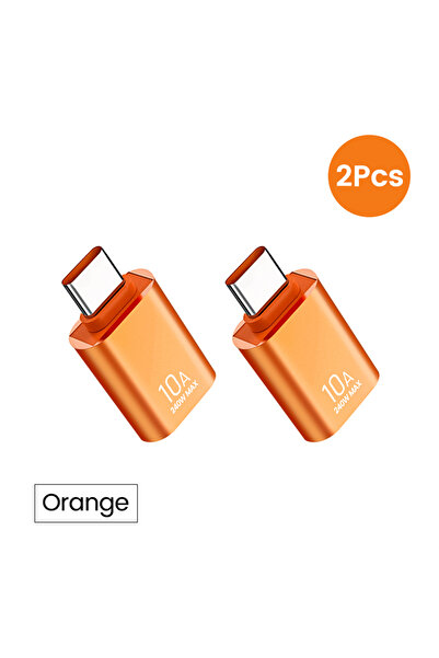 Choice قطعتان من محول USB-A إلى USB-C OTG من NNBILI 10A باللون البرتقالي، محو...