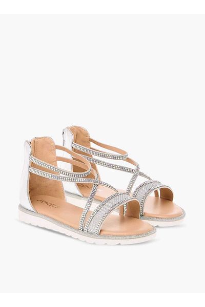 Juniors Embellished Strappy Sandals with Zip Closure