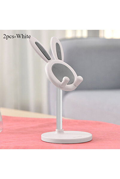 choice2 2pcs-White The cute Rabbit mobile phone stand desktop can lift and adjust the desktop phone accessor