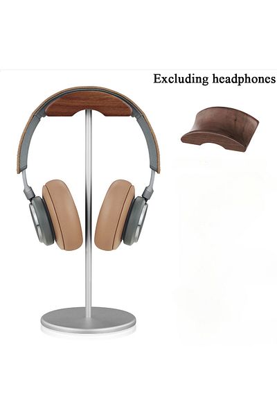 Choice Sliver Black Walnut Wood & Aluminum Headphone Stand Nature Walnut Gaming Headset Holder with Solid M
