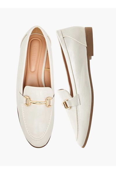 Celeste Women's Metallic Pointed Toe Loafers with Metal Accent