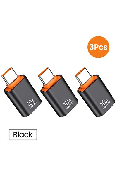 Choice 3Pcs A-Black 10A USB 3.0 Type C Adapter TypeC Female To USB Male Converter Fast Charge Data Transfer