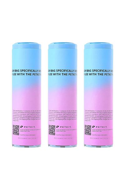 Choice 3 Roll(60 Count) PETKIT PuraX PuraMax Replaced Waste Bags1-5 Rolls, Portable Cat Litter Waste Recept