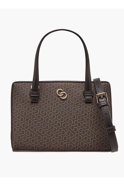 Celeste Monogram Print Tote Bag with Detachable Strap and Magnetic Closure
