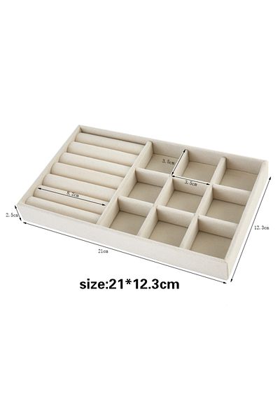 Choice Beige-9slot Velvet Jewelry Box Display Tray Drawer Storage Jewellery Holder For Ring Earrings Neckla