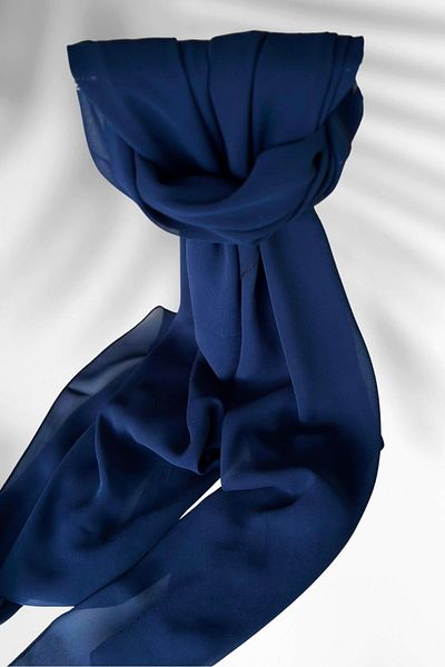 Amine Hüma Chiffon Shawl 75*180 Navy Blue