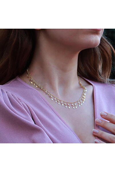 Necati Gün Damla Model Gold Kaplama Zirkon Taşlı Trend Kolye