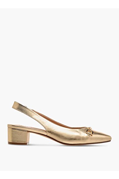 Celeste Celeste Women's Solid Slingback Shoes with Block Heels and Metal Accent