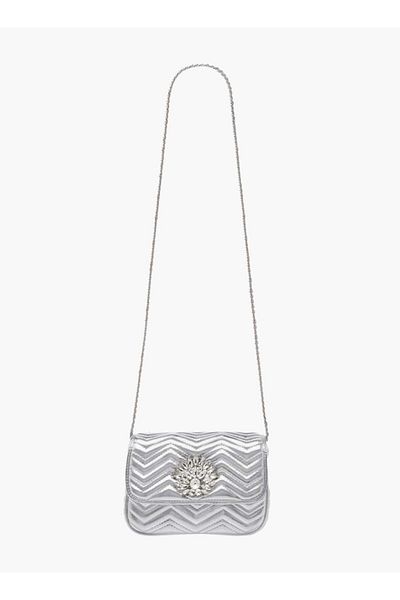 Paprika Paprika Embellished Crossbody Bag with Chain Strap and Flap Closure