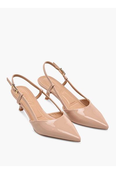 Celeste Women's Pointed Toe Slingback Shoes with Kitten Heels and Buckle Closure