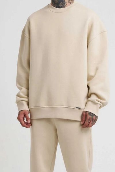 ruNadeS Ανδρικό φούτερ με μπεζ λαιμόκοψη Oversize Rose Gold Basic