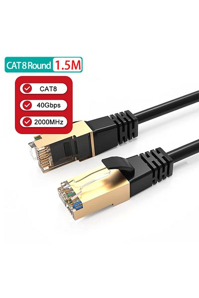 Choice كابل دائري بطول 1.5 متر من Cat 8 Ethernet كابل دائري لشبكة LAN Cat8 Rj45 كابل شبكة سريع 40 جيجابت في الثانية