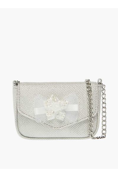 Little Missy Bow Accent Crossbody Bag with Chain Strap and Button Closure