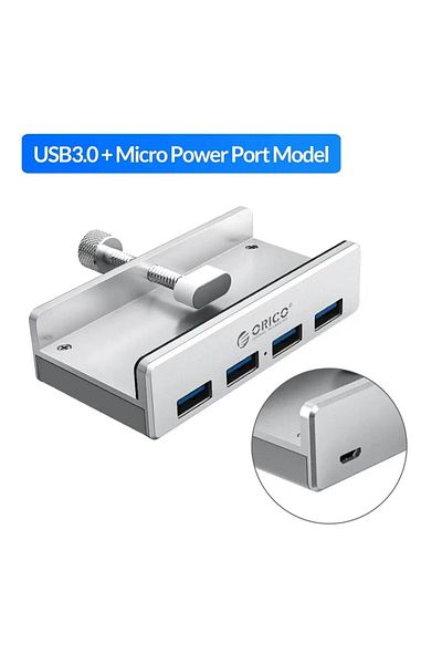 Orico USB 3.0 Power Silver ORICO MH4PU 5GBPS Data Transmission Hub Aluminum 4 Ports USB 3.0 Clip HUB with