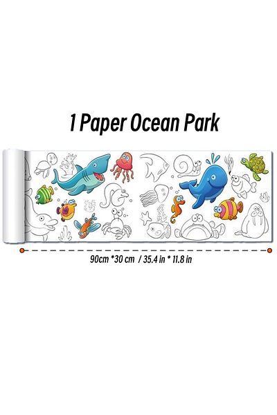 Choice 1 Paper Ocean Park 90cm Animal Canvas Children's Drawing Roll DIY Coloring Paper Roll Color Filling