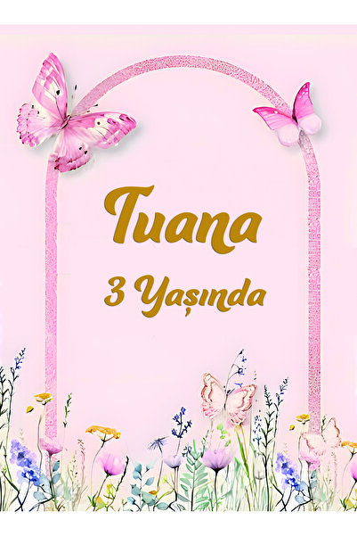 Demo Etiket لافتة عيد ميلاد بتصميم فراشة مطبوعة - 100 × 100 سم - مفهوم - طفل ...