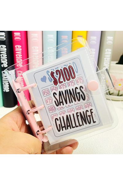 Choice مجلد تحديات الادخار 1000 باللون الوردي 2100، مجلد توفير المال، كتاب تحديات الادخار مع مغلف