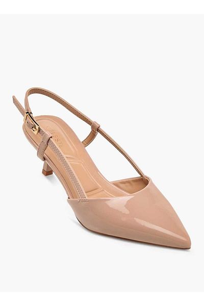 Celeste Women's Pointed Toe Slingback Shoes with Kitten Heels and Buckle Closure