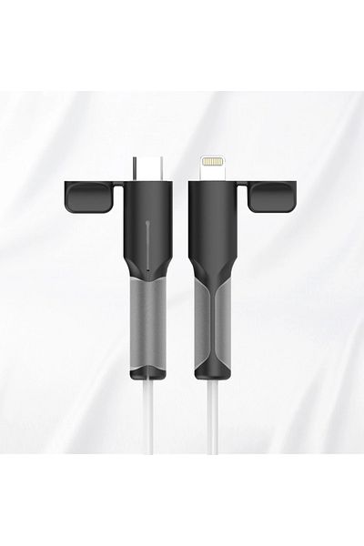 Choice واقي كابل شاحن C إلى iPhone باللون الأسود، واقي كابل شاحن من السيليكون من النوع C إلى النوع C/iPhone/USB A