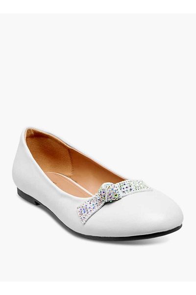 Celeste Women's Studded Bow Detail Slip-On Ballerina Shoes