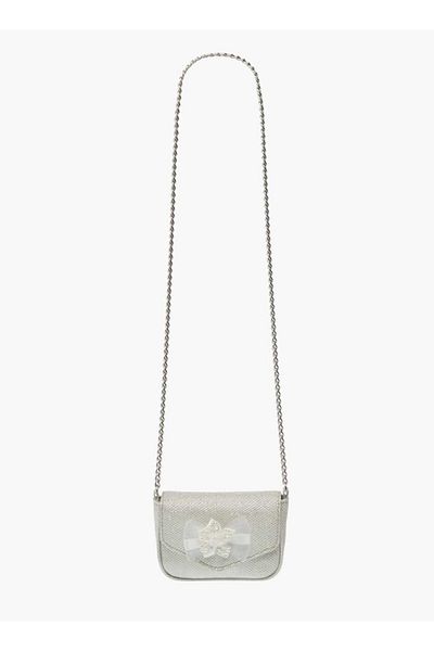 Little Missy Bow Accent Crossbody Bag with Chain Strap and Button Closure