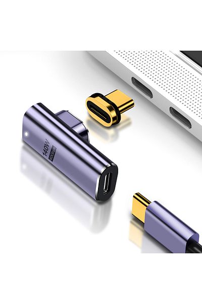Choice محول كوع NNBILI 140 وات USB4.0 40 جيجابت في الثانية Thunderbolt3 مغناطيسي من النوع C إلى USBC شحن سريع مغناطيسي