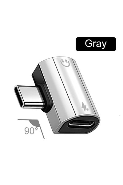 Choice Grey 30W New Elbow USB Type C to 3.5mm Jack AUX Audio Headphone Converter Adapter Fast Charger 30W f