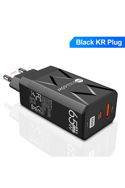 Maerknon شاحن لاسلكي أسود بمقبس PD 65 واط لأجهزة iPad والكمبيوتر المحمول ومحول USB Type C للشحن السريع Qc3.0 من نوت بوك