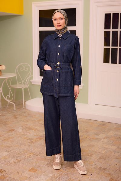LOCCO Dark Blue Rins Wash Double Women's Set
