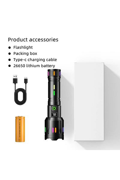 Choice G61-BH-with-battery High Power Spotlight Long Range LED Flashlight Fluorescent Absorbing Film Lumino