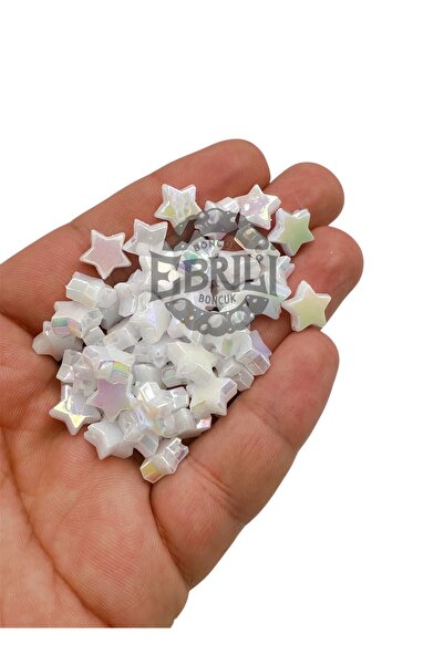 Ebruli Boncuk 8 χιλιοστά Πλαστικό Γυαλιστερό Λευκό. Μπλε ναυτικό χρώμα, διάτρ...