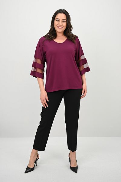 Koza Butik Women's Plus Size Bat Sleeve Tulle Detailed Blouse 1901-25