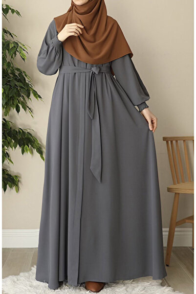 suhneva Asel Mevlana Flared Ferace Gray