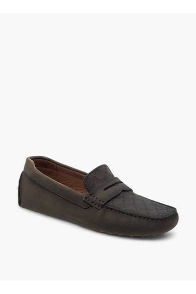 Mister Duchini Monogram Embossed Slip-On Loafers
