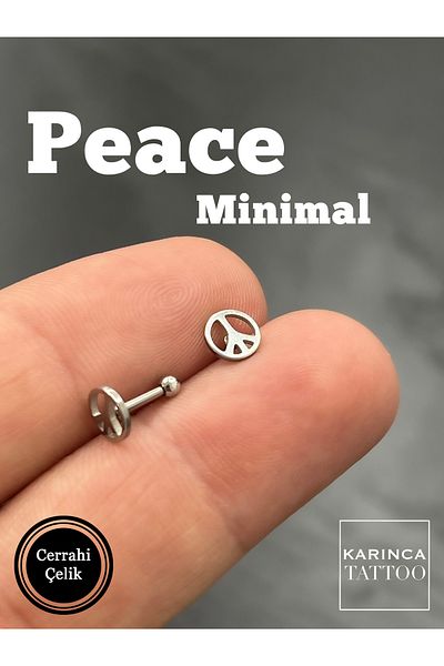 Karınca Piercing Round Peace Symbol Silver Color Piercing