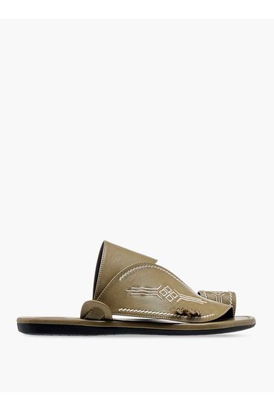 Al Waha Embroidered Slip-On Arabic Sandals with Toe Loop